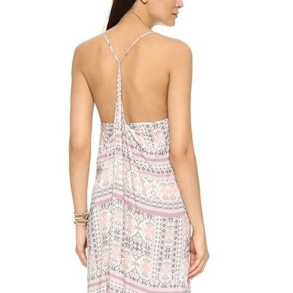 L*Space Remini hi-lo cream pink printed thin rayon maxi dress / cover-up SP - Picture 11 of 16